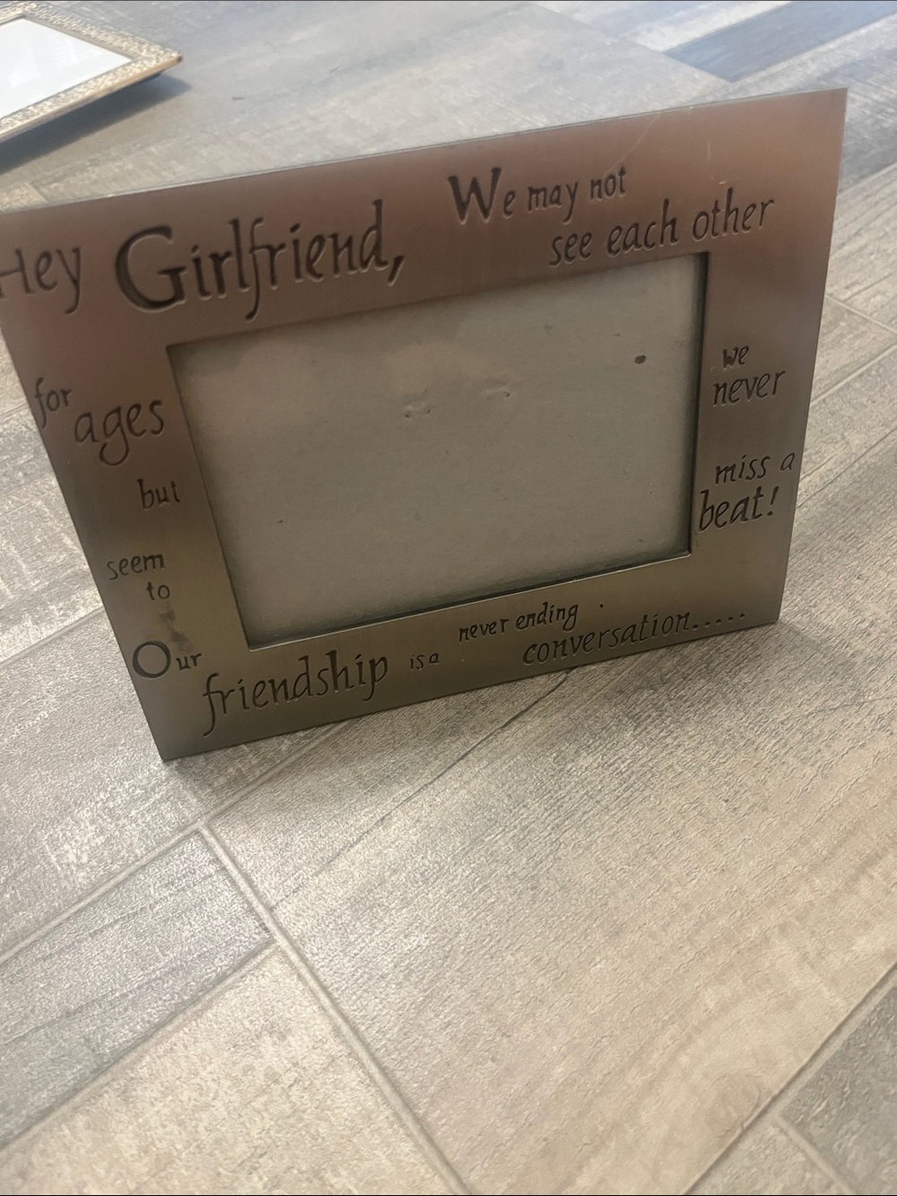 Fetco Silver Tone 'Hey Girlfriend' Sentiment Picture Frame 1995